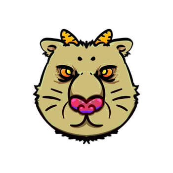 horned beaver head art cartoon doodle flat design style vector illustration