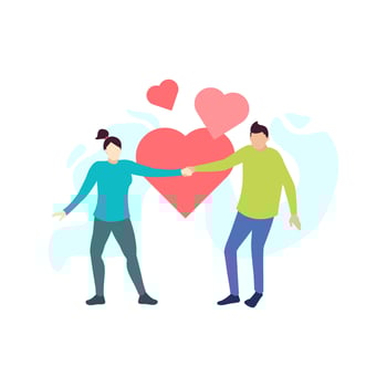 man and woman fall in love couple people character vector illustration flat design
