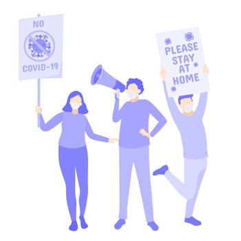 People holding signs and holding megaphones vector