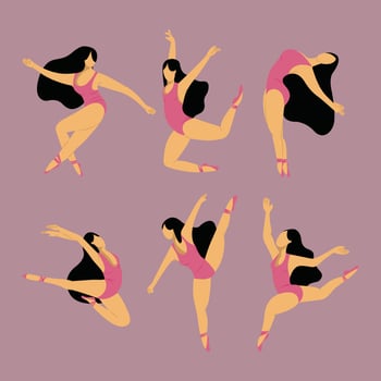 flat design female ballerina posing vector