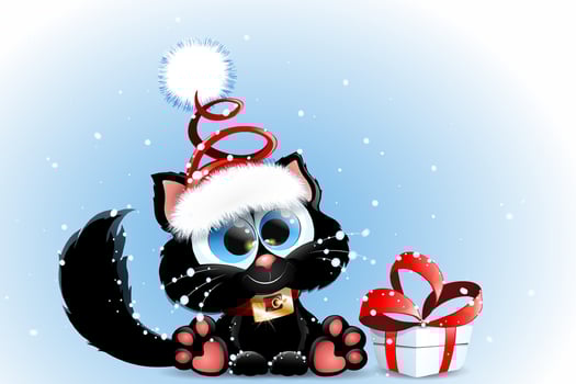 Black Cat Santa vector
