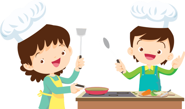 cute people cooking in the kitchen concept png
