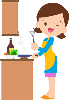 cute people cooking in the kitchen concept png