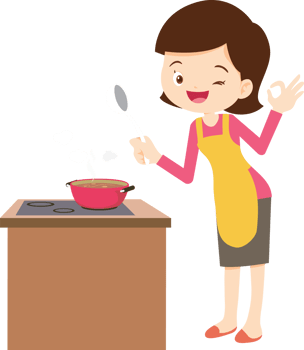 cute people cooking in the kitchen concept png