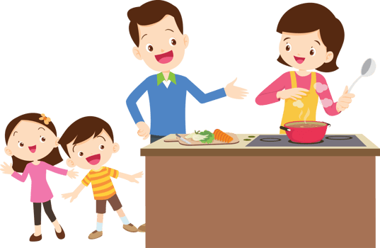 cute people cooking in the kitchen concept png