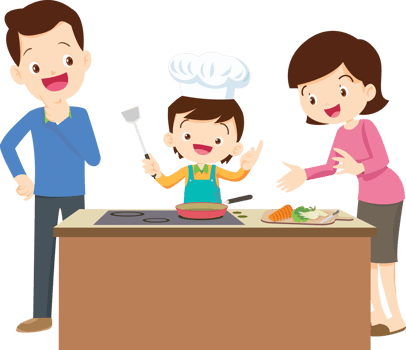 cute people cooking in the kitchen concept png