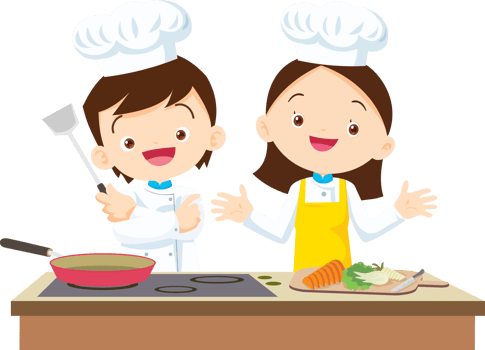 cute people cooking in the kitchen concept png