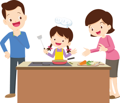 cute people cooking in the kitchen concept png