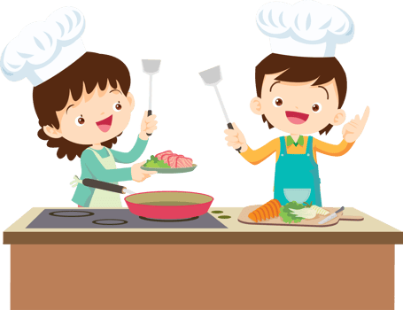 cute people cooking in the kitchen concept png
