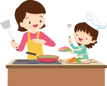 cute people cooking in the kitchen concept png