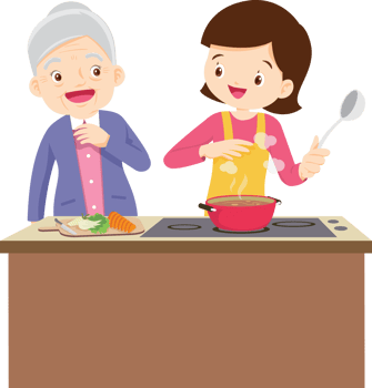 cute people cooking in the kitchen concept png