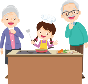 cute people cooking in the kitchen concept png