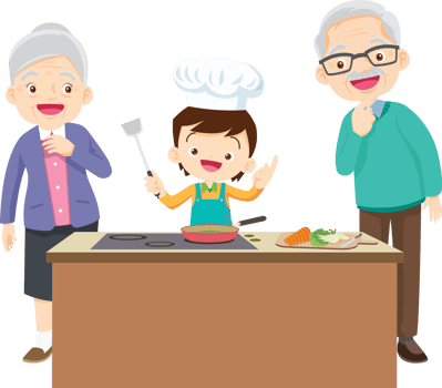 cute people cooking in the kitchen concept png