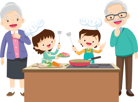 cute people cooking in the kitchen concept png