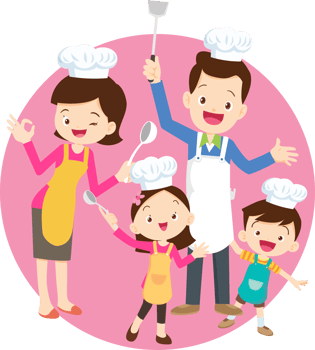 cute people cooking in the kitchen concept png