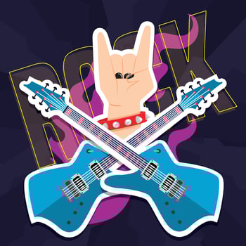 Colored rock music style concept background Vector illustration