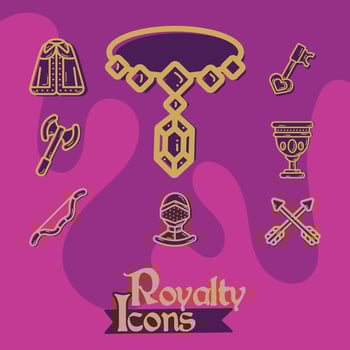 Set of royalty icons Medieval era Vector illustration