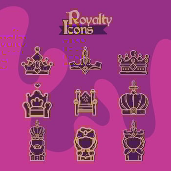 Set of royalty icons Medieval era Vector illustration