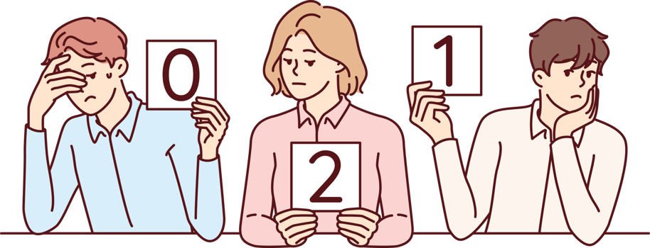 Frustrated business people show low marks to potential company employees participating in interview png