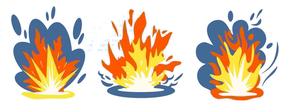 Fire and explosions on a white background vector