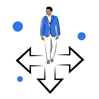 A darkskinned man chooses a path vector
