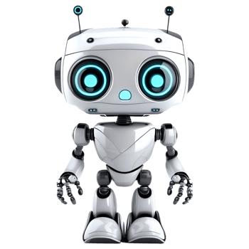 Cute White Robot Isolated on Transparent Background. AI Generative png