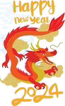 Happy chinese new year 2024 the dragon zodiac sign vector