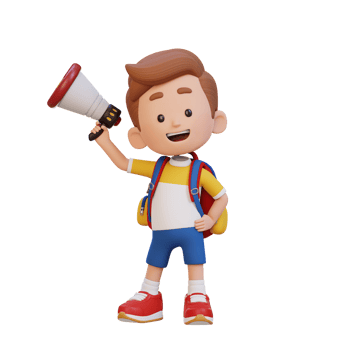 3D cute kid Character Holding a Megaphone png