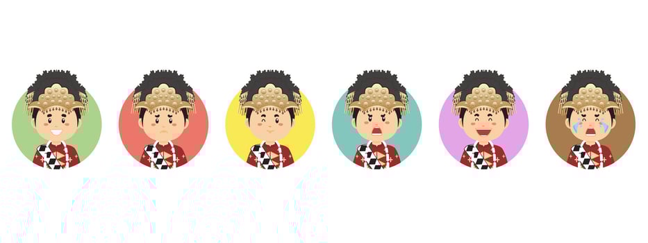 Bangka Belitung Avatar with Various Expression vector
