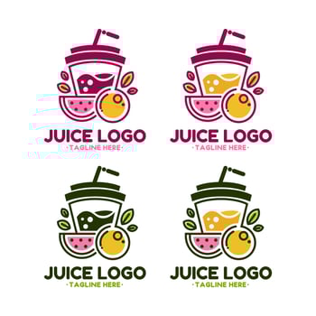 Juice cup drink fruit smoothie cocktail logo concept design illustration vector
