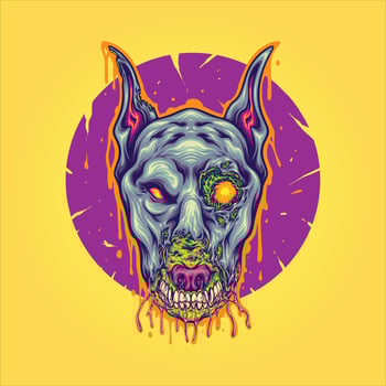 Horror zombie dog abstract ornament vector illustrations for your work logo, merchandise t-shirt, stickers and label designs, poster, greeting cards advertising business company or brands.