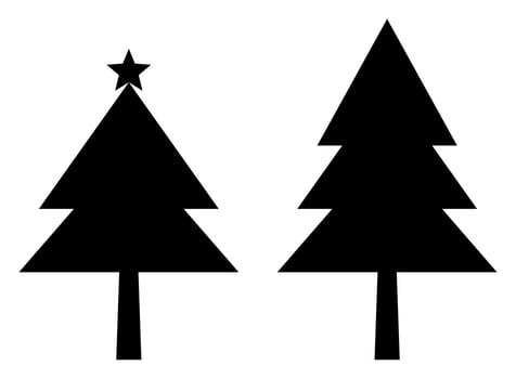 silhouette style christmas tree icon. vector isolated on white background.