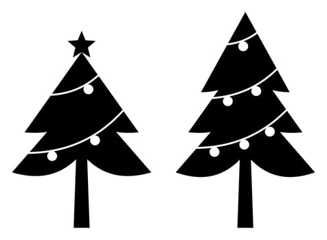 silhouette style christmas tree icon. vector isolated on white background.