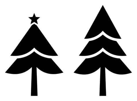 silhouette style christmas tree icon. vector isolated on white background.