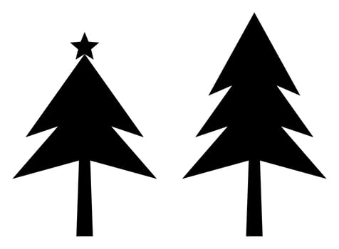 silhouette style christmas tree icon. vector isolated on white background.
