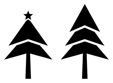 silhouette style christmas tree icon. vector isolated on white background.