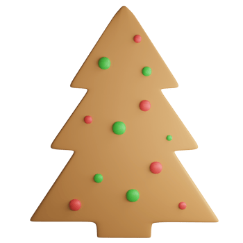 Gingerbread Christmas tree clipart flat design icon isolated on transparent background, 3D render Christmas and New year concept png