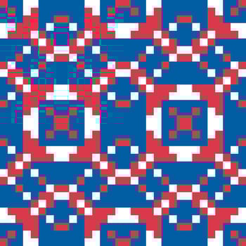 a pixelated pattern with red, white and blue squares vector