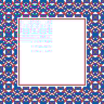 a square frame with red and blue geometric pattern vector