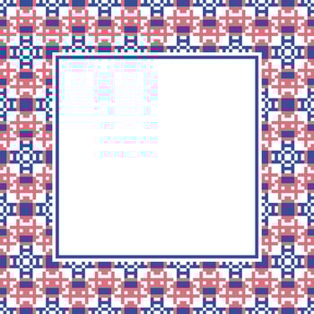 a square frame with red and blue geometric pattern vector