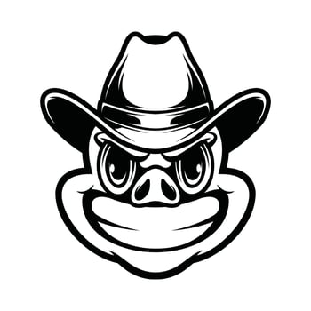 Pig Cowboy Outline vector