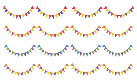 Vector pennant banner garland. hanging multicolor triangle flags. colorful festival party bunting