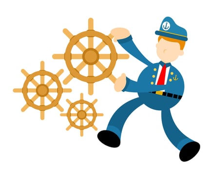 A cartoon man in blue uniform holding a steering wheel vector