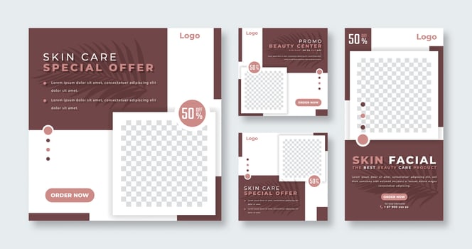 Skin Care an Beauty Center Social Media Post for Online Marketing Promotion Banner, Story and Web Internet Ads Flyer vector