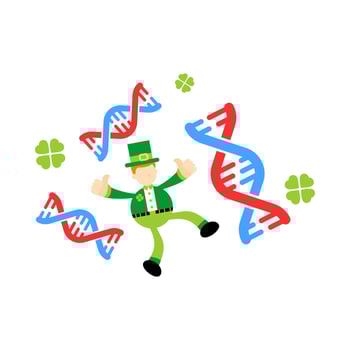A cartoon man in a green hat and green dna vector