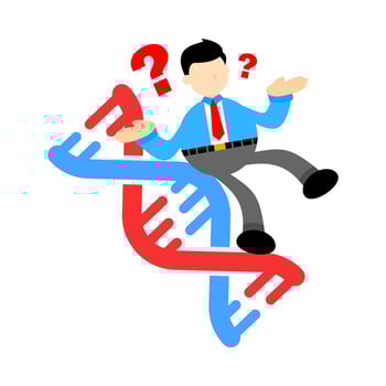 A man is sitting on a dna strand vector