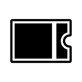 Ticket icon glyph style Flat design. Can be used for mobile apps, websites and UI. Vector illustration. Eps 10.
