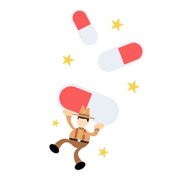 A cartoon man falling from a pill capsule vector
