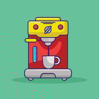 Coffee Manchine Vector Icon Illustration. Coffee Machine Icon Concept. Flat Cartoon Style Suitable for Web Landing Page, Banner, Flyer, Sticker, Card, Background