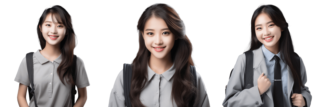 Beautiful and confident female university student transparent background AI Generative png